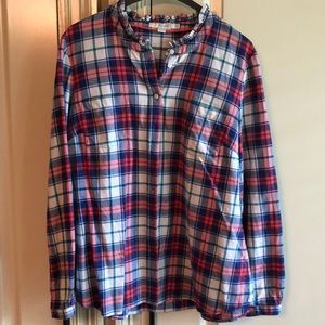 Boden flannel shirt w ruffle collar